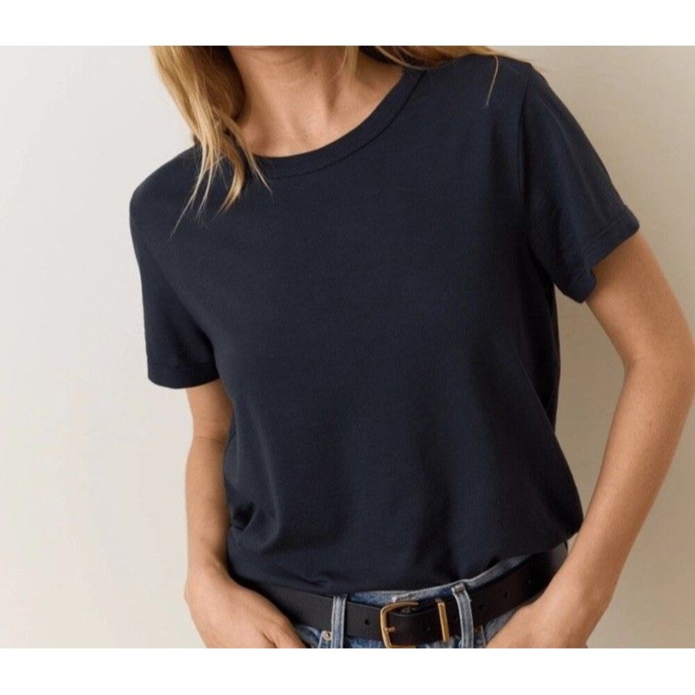 Marine Layer T-Shirt Core Supima Cotton Modal Crew Neck Black Women Sz S